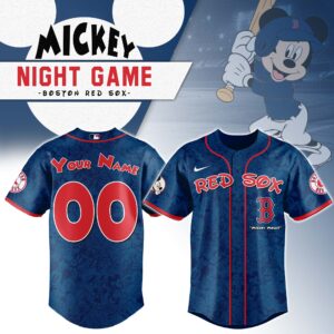 Boston Red Sox x Disney Mickey Mouse Night Game Personalized Custom Jersey