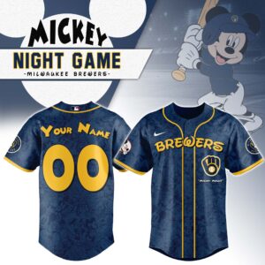 Milwaukee Brewers x Disney Mickey Mouse Night Game Personalized Custom Jersey