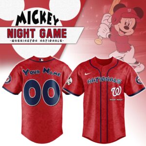 Washington Nationals x Disney Mickey Mouse Night Game Personalized Custom Jersey