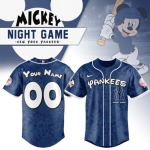 New York Yankees x Disney Mickey Mouse Night Game Personalized Custom Jersey