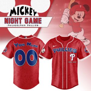 Philadelphia Phillies x Disney Mickey Mouse Night Game Personalized Custom Jersey