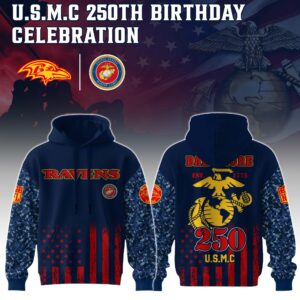 Baltimore Ravens x 250 Years Anniversary US Marine Corps U.S.M.C Special Edition Unisex Hoodie