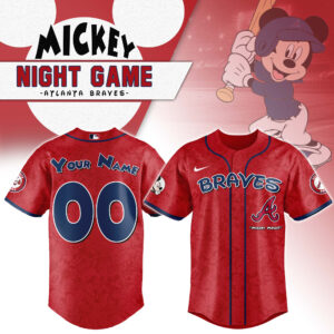 Atlanta Braves x Disney Mickey Mouse Night Game Personalized Custom Jersey