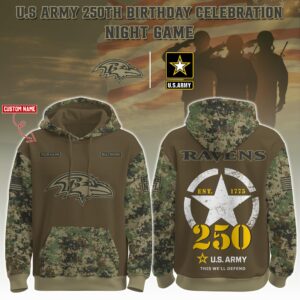 Baltimore Ravens x 250th Birthday US Army Personalized Custom Unisex Hoodie