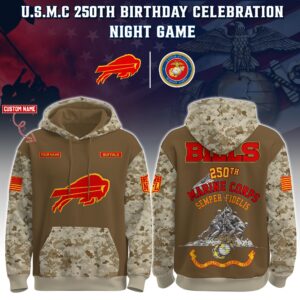 Buffalo Bills x 250th Birthday US Marine Corps U.S.M.C Personalized Custom Unisex Hoodie