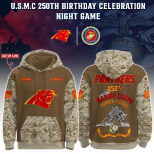 Carolina Panthers x 250th Birthday US Marine Corps U.S.M.C Personalized Custom Unisex Hoodie