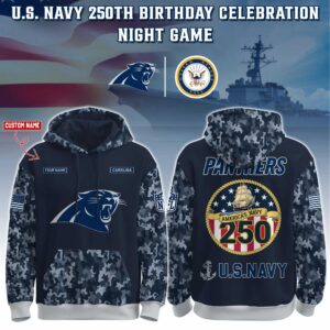 Carolina Panthers x 250th Birthday US Navy Personalized Custom Unisex Hoodie