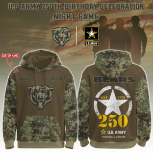 Chicago Bears x 250th Birthday US Army Personalized Custom Unisex Hoodie