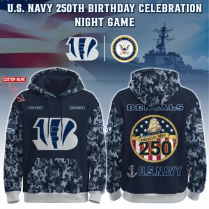 Cincinnati Bengals x 250th Birthday US Navy Personalized Custom Unisex Hoodie