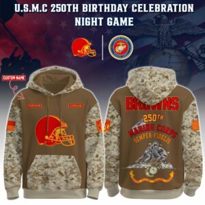 Cleveland Browns x 250th Birthday US Marine Corps U.S.M.C Personalized Custom Unisex Hoodie