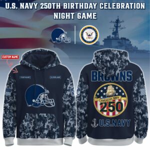 Cleveland Browns x 250th Birthday US Navy Personalized Custom Unisex Hoodie