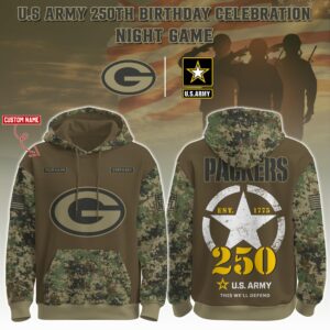 Green Bay Packers x 250th Birthday US Army Personalized Custom Unisex Hoodie