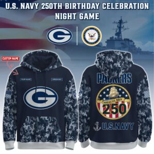Green Bay Packers x 250th Birthday US Navy Personalized Custom Unisex Hoodie