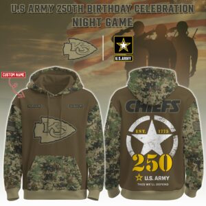 Kansas City Chiefs x 250th Birthday US Army Personalized Custom Unisex Hoodie