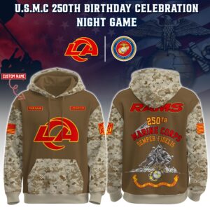 Los Angeles Rams x 250th Birthday US Marine Corps U.S.M.C Personalized Custom Unisex Hoodie