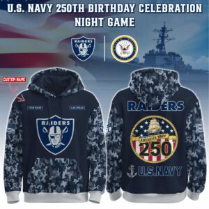 Las Vegas Raiders x 250th Birthday US Navy Personalized Custom Unisex Hoodie