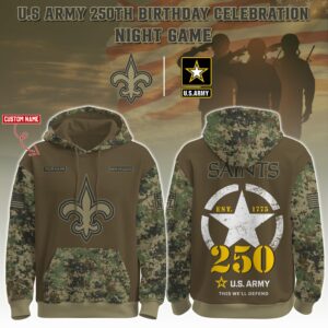 New Orleans Saints x 250th Birthday US Army Personalized Custom Unisex Hoodie