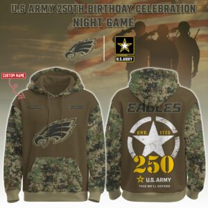 Philadelphia Eagles x 250th Birthday US Army Personalized Custom Unisex Hoodie