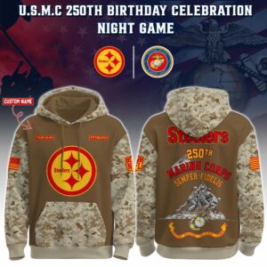 Pittsburgh Steelers x 250th Birthday US Marine Corps U.S.M.C Personalized Custom Unisex Hoodie