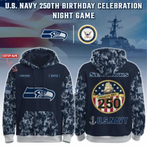 Seattle Seahawks x 250th Birthday US Navy Personalized Custom Unisex Hoodie