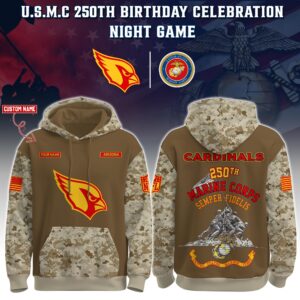 Arizona Cardinals x 250th Birthday US Marine Corps U.S.M.C Personalized Custom Unisex Hoodie