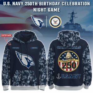 Arizona Cardinals x 250th Birthday US Navy Personalized Custom Unisex Hoodie