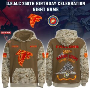 Atlanta Falcons x 250th Birthday US Marine Corps U.S.M.C Personalized Custom Unisex Hoodie