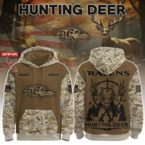 Baltimore Ravens x Deer Hunter Personalized Custom Unisex Hoodie