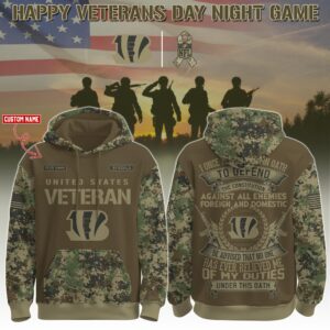 Cincinnati Bengals x US Veterans Salute Vers 2 Personalized Custom Unisex Hoodie