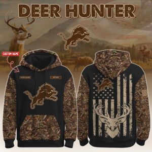 Detroit Lions x Deer Hunter Ver 2 Personalized Custom Unisex Hoodie