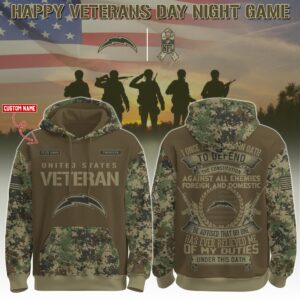 Los Angeles Chargers x US Veterans Salute Vers 2 Personalized Custom Unisex Hoodie