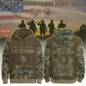Minnesota Vikings x US Veterans Salute Vers 2 Personalized Custom Unisex Hoodie
